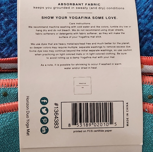 YogaFina Skidless Yoga Mat Towels - Teal and Blue - Picture 4 of 4